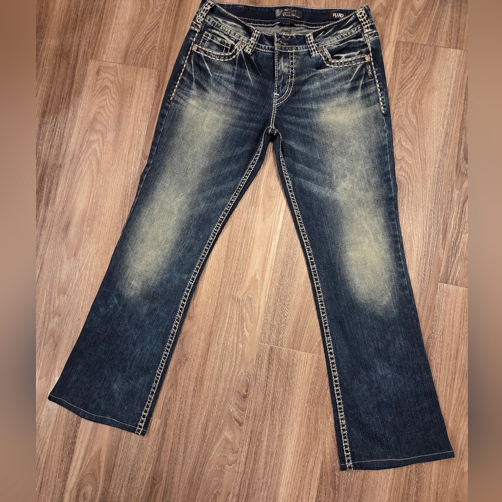 Silver Fluid Denim Suki Mid Boot Jeans